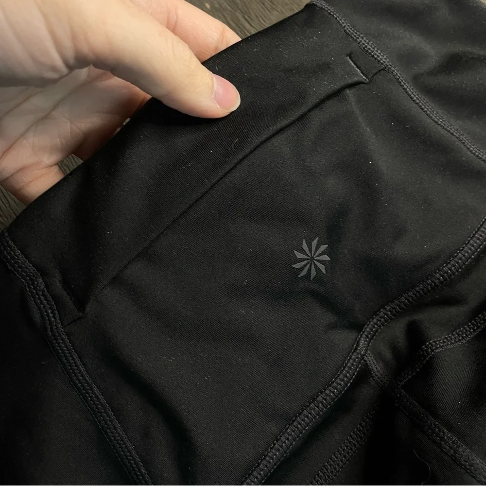 Athleta Black And Rainbow Square High Waisted Leggings